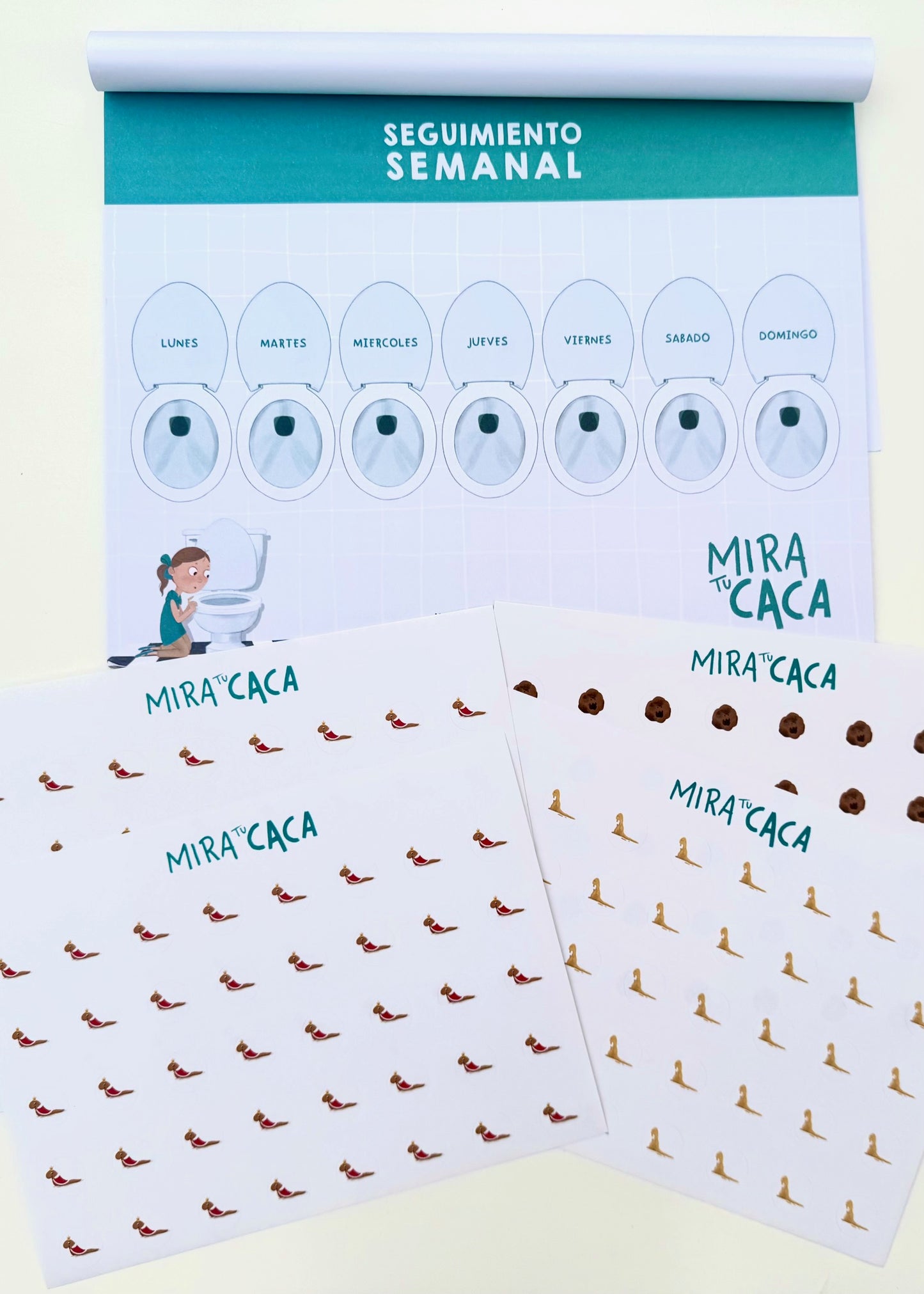 Block + Stickers de seguimiento de deposiciones