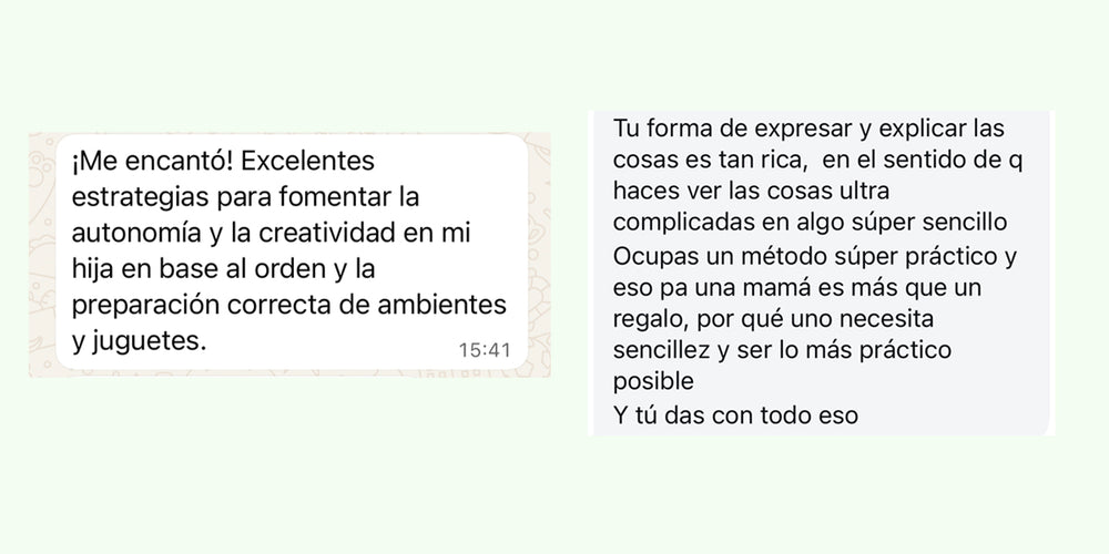 Comentarios de mamás que hicieron el curso